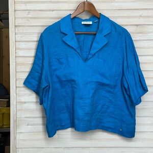 NWOT Marc New York Women’s XL Oversized Blue Linen Kimono Crop  Blouse
